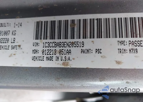 2014 Chrysler 200 Lx from USA, damaged, VIN 1C3CCBAB3EN205519